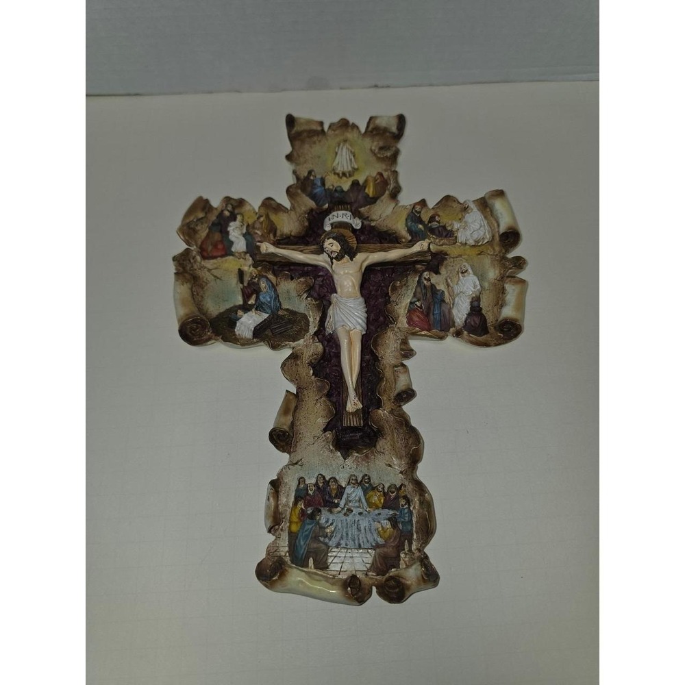 Cross Franklin Mint "Life of Christ" wall crucifix religious collectible